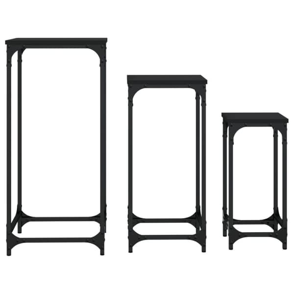 vidaXL Stablebare sidebord 3 stk svart konstruert tre