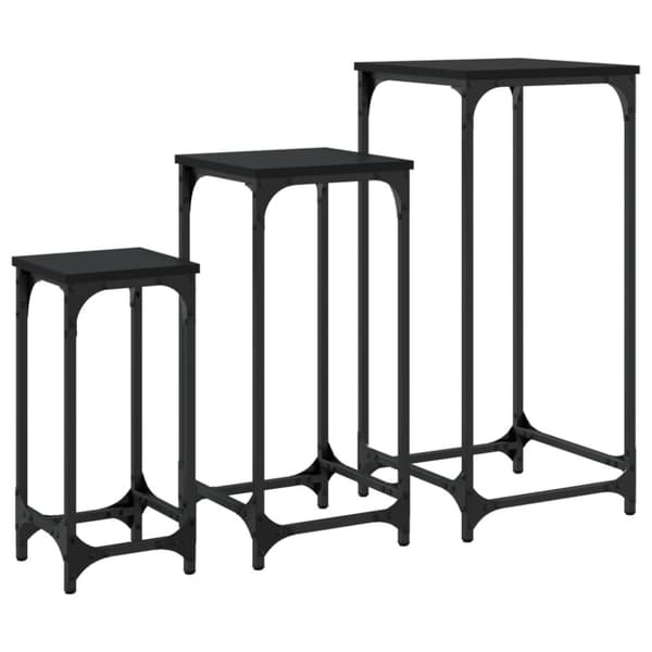 vidaXL Stablebare sidebord 3 stk svart konstruert tre