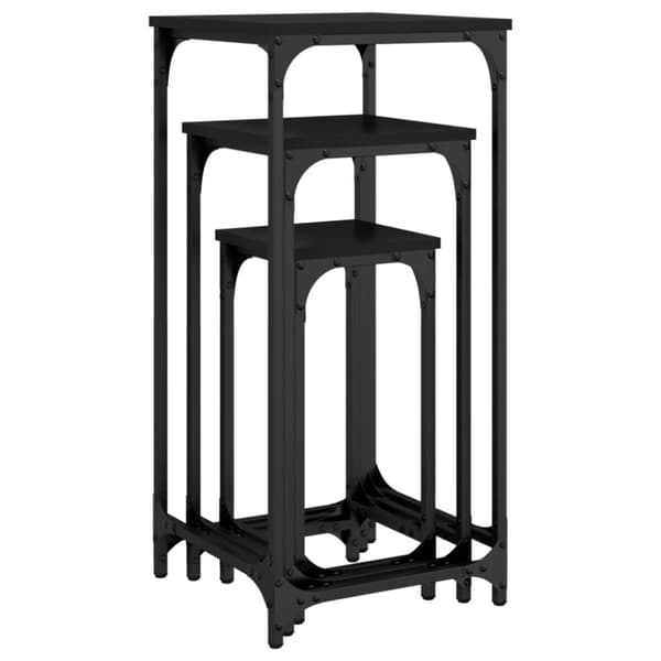 vidaXL Stablebare sidebord 3 stk svart konstruert tre