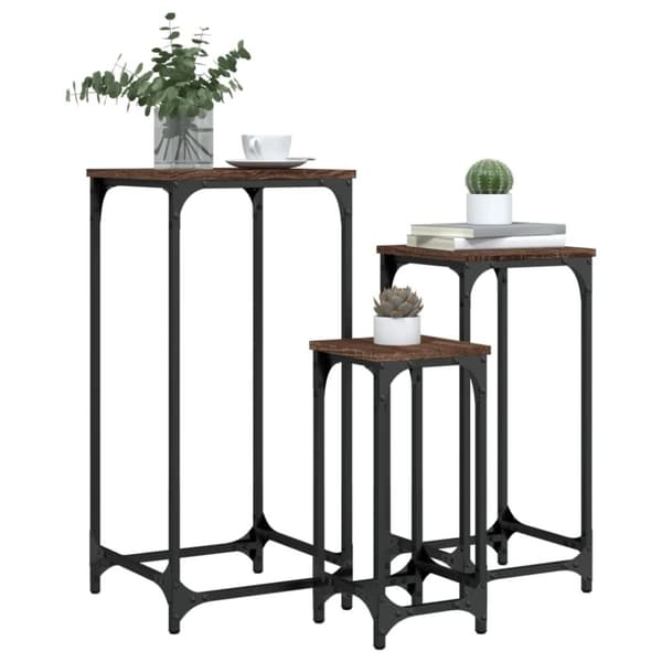 vidaXL Stablebare sidebord 3 stk brun eik konstruert tre