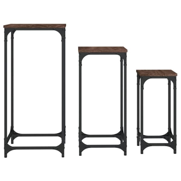 vidaXL Stablebare sidebord 3 stk brun eik konstruert tre