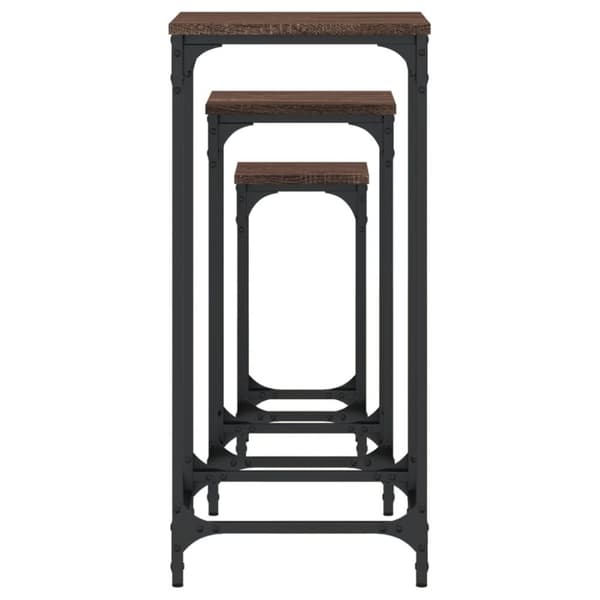 vidaXL Stablebare sidebord 3 stk brun eik konstruert tre