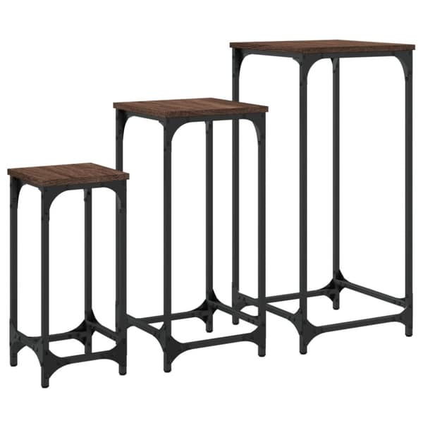 vidaXL Stablebare sidebord 3 stk brun eik konstruert tre