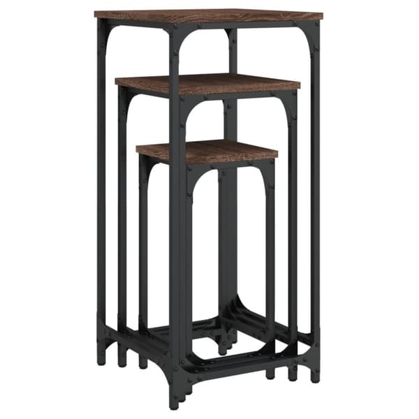 vidaXL Stablebare sidebord 3 stk brun eik konstruert tre