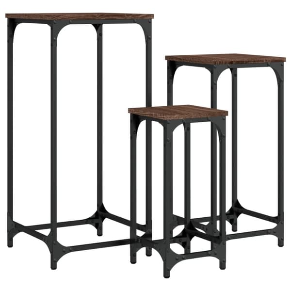 vidaXL Stablebare sidebord 3 stk brun eik konstruert tre