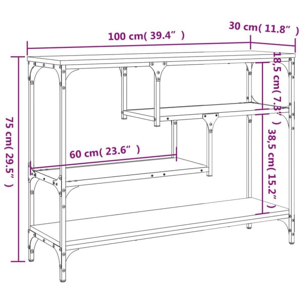 vidaXL konsolbord 100x30x75 cm konstrueret træ røget egetræsfarve