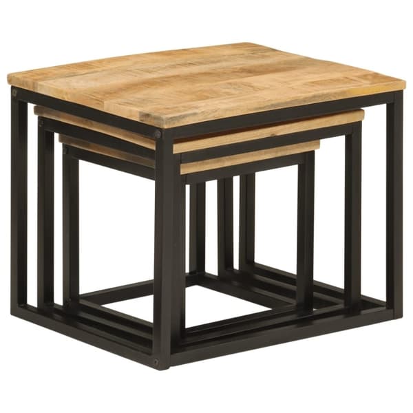 vidaXL Stablebare salongbord 3 stk heltre mango og jern
