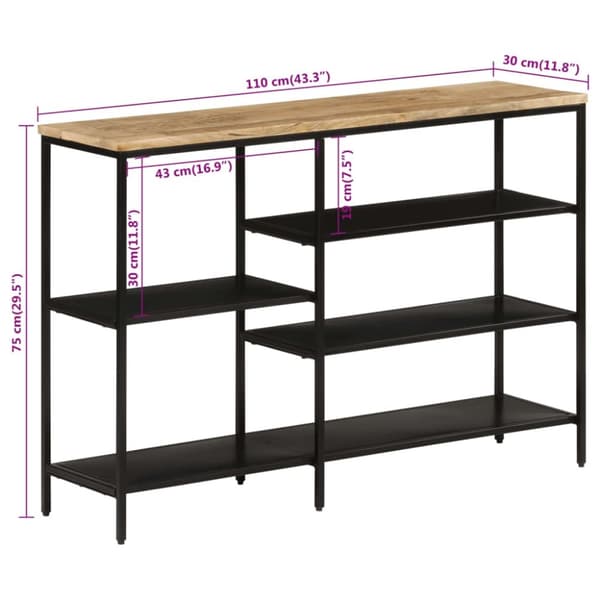 vidaXL Konsollbord 110x30x75 cm grovt heltre mangotre og jern