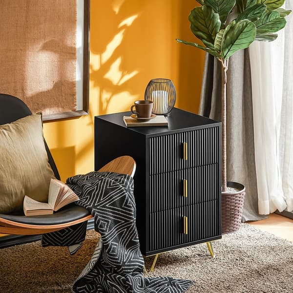SoBuy Nattduksbord med 3 lådor Soffbord Sidobord Sängbord FBT115-L-SCH
