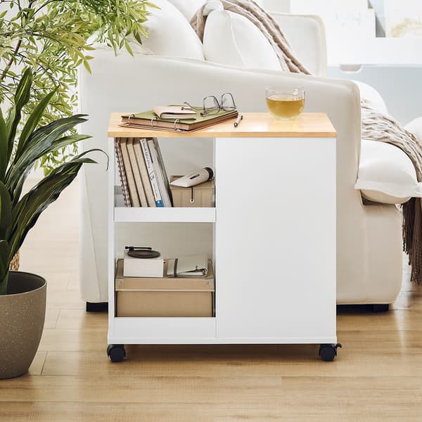 SoBuy Sofabord Opbevaringsbord Sidebord på hjul FBT130-WN