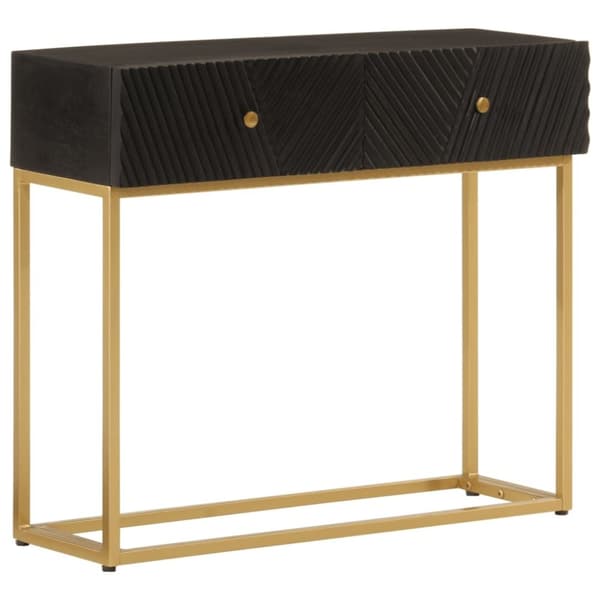 vidaXL konsolbord 90x30x76 cm massivt mangotræ og jern sort