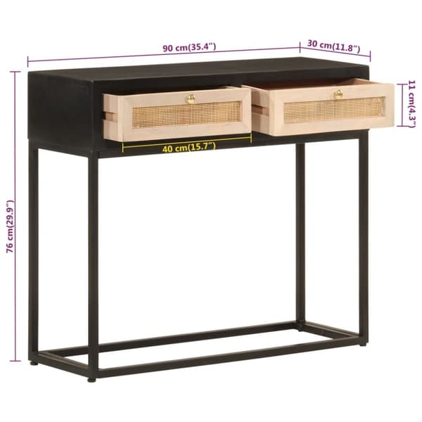 vidaXL Konsollbord svart 90x30x76 cm heltre mango og jern