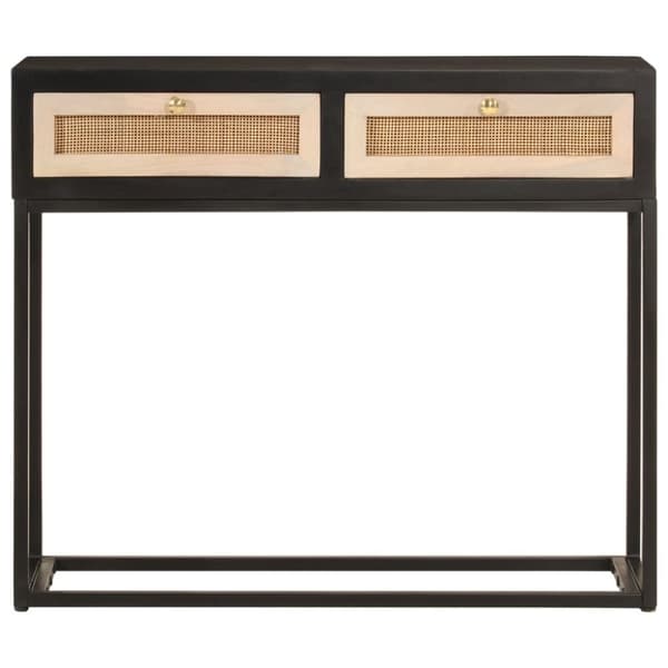 vidaXL Konsolipöytä musta 90x30x76 cm täysi mangopuu ja rauta