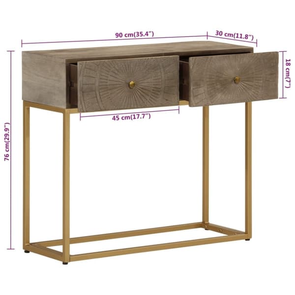 vidaXL Konsollbord 90x30x76 cm heltre mango og jern