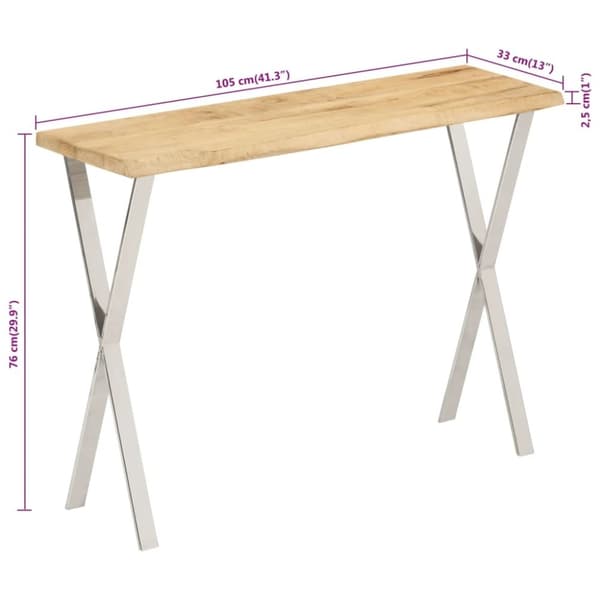 vidaXL Avlastningsbord med levande kant 105x33x76 cm massivt mangoträ