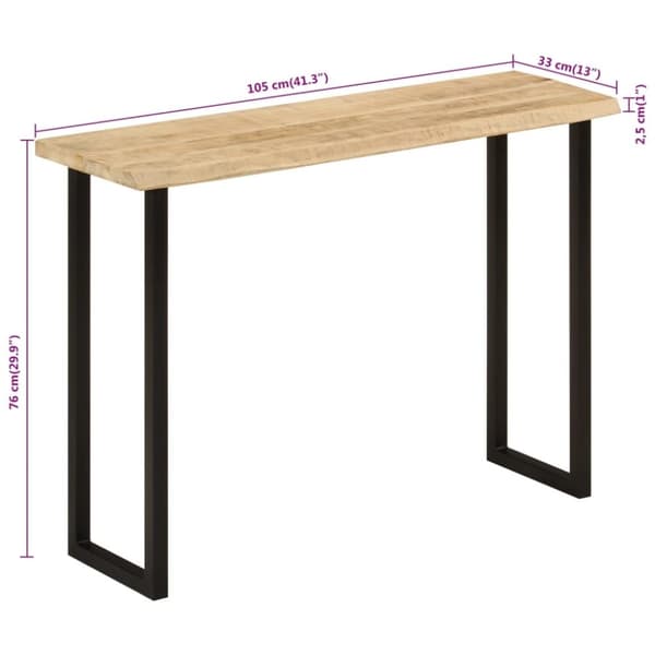 vidaXL konsolbord med naturlig kant 105x33x76 cm massivt mangotræ