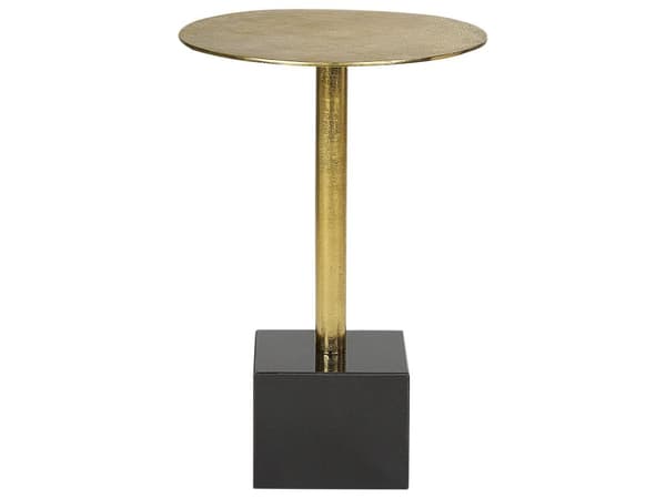 Sidebord Svart Gull Metall 30 x 56 x 30 cm Marmorbase Rund og geometrisk form Moderne design Småbord
