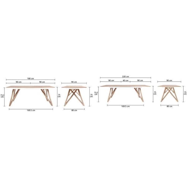 Utdragbart matbord - askfaner - Skandinavisk stil - Sawyer L180 / 220 x D 90 x H 75