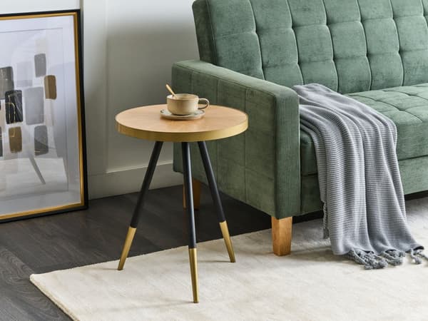 Sidebord Lyst Trebord MDF Gullfot Stativ Stue Moderne Møbler
