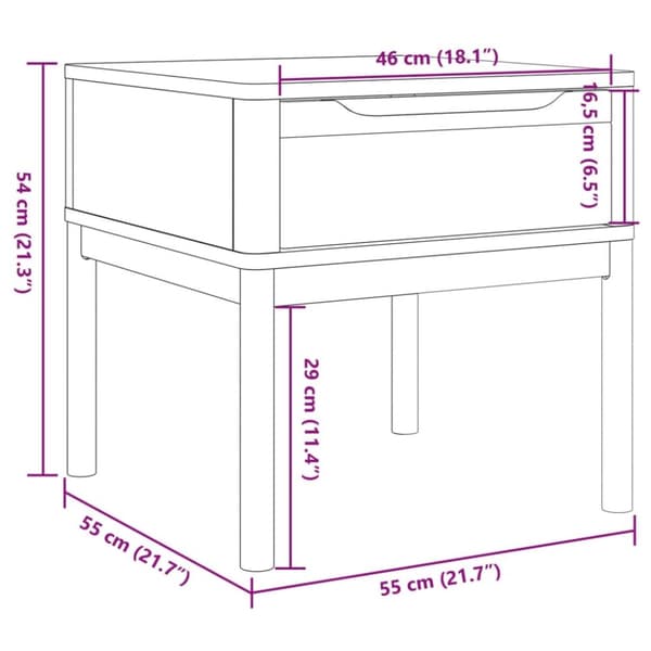 vidaXL lampebord FLORO 55x55x54 cm massivt fyrretræ gyldenbrun