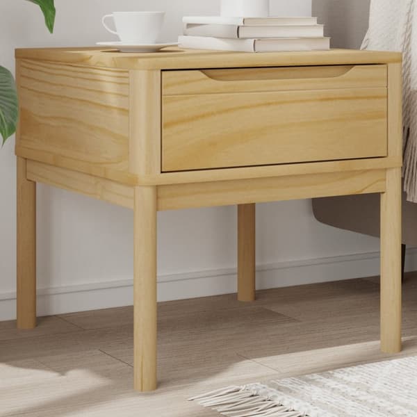 vidaXL lampebord FLORO 55x55x54 cm massivt fyrretræ gyldenbrun