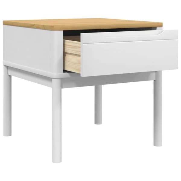 vidaXL Lampebord FLORO hvit 55x55x54 cm heltre furu