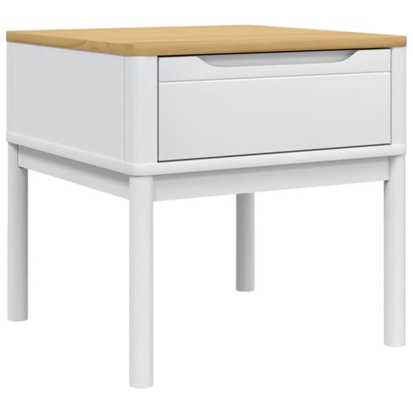 vidaXL Lampebord FLORO hvit 55x55x54 cm heltre furu