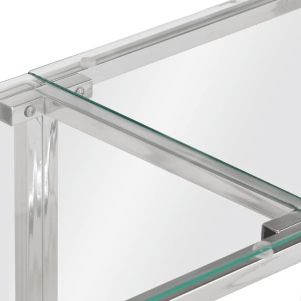 vidaXL Konsollbord sølv rustfritt stål og herdet glass