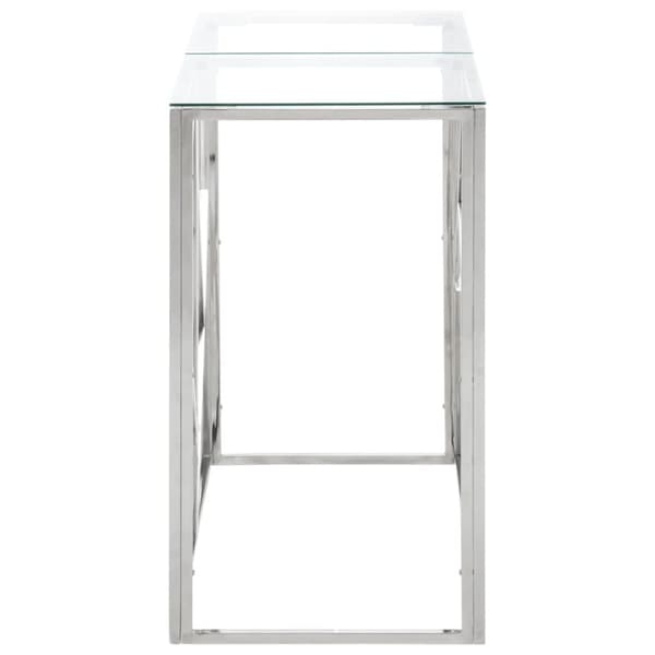 vidaXL Konsollbord sølv rustfritt stål og herdet glass