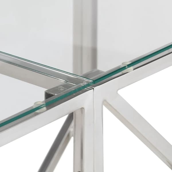 vidaXL Konsollbord sølv rustfritt stål og herdet glass