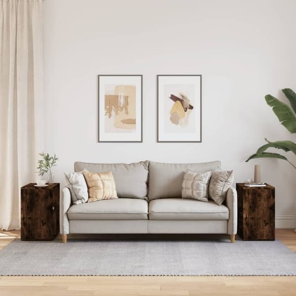 vidaXL sideborde 2 stk. 50x30x50 cm konstrueret træ røget egetræsfarve