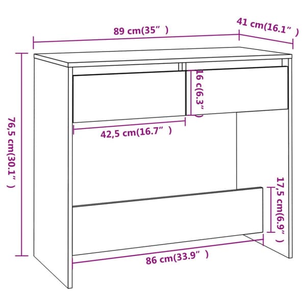 vidaXL Konsolipöytä Sonoma-tammi 89x41x76,5 cm tekninen puu - Apupöydät