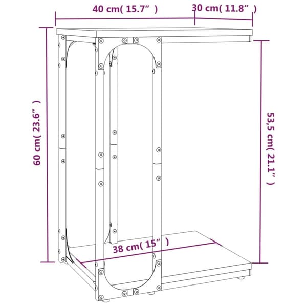 vidaXL sidebord 40x30x60 cm konstrueret træ røget egetræsfarve -  Sideborde