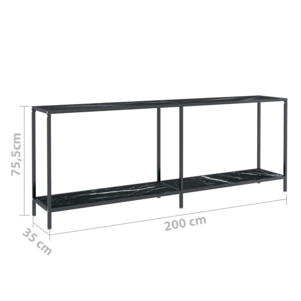 vidaXL Konsolbord svart 200x35x75,5 cm härdat glas -  Avlastningsbord