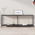 Miniatyrbild 1 av 10: vidaXL Konsolbord svart 200x35x75,5 cm härdat glas -  Avlastningsbord