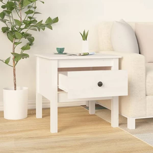 vidaXL sidebord 50x50x49 cm massivt fyrretræ hvid - Sideborde