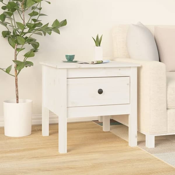 vidaXL sidebord 50x50x49 cm massivt fyrretræ hvid - Sideborde