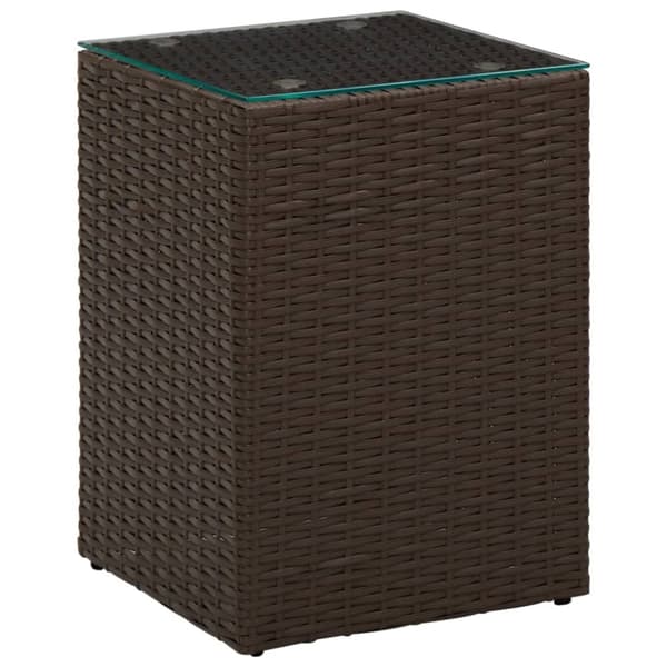 vidaXL sideborde med glastop 3 stk. polyrattan brun -  Sideborde