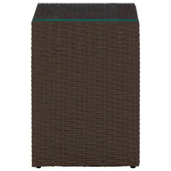 vidaXL sideborde med glastop 3 stk. polyrattan brun -  Sideborde