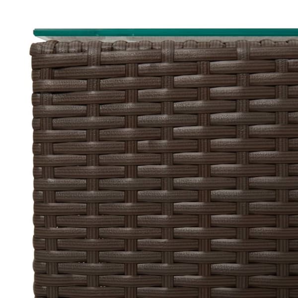 vidaXL sideborde med glastop 3 stk. polyrattan brun -  Sideborde