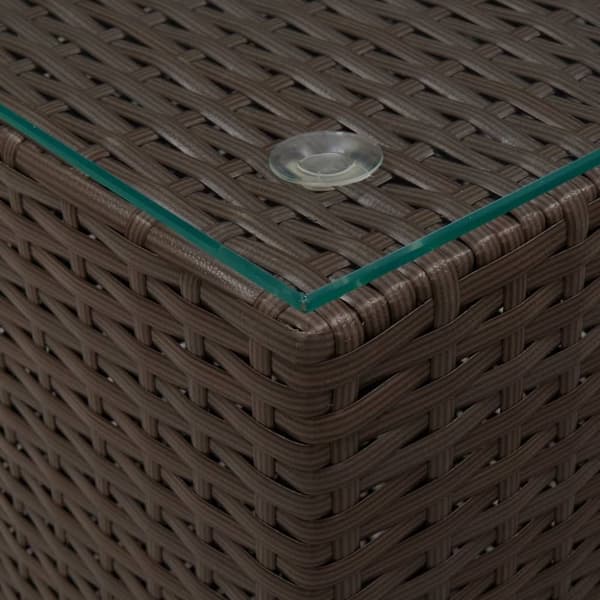 vidaXL sideborde med glastop 3 stk. polyrattan brun -  Sideborde