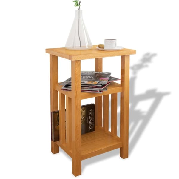 vidaXL endebord med magasinhylde 27x35x55 cm massivt egetræ -  Sideborde