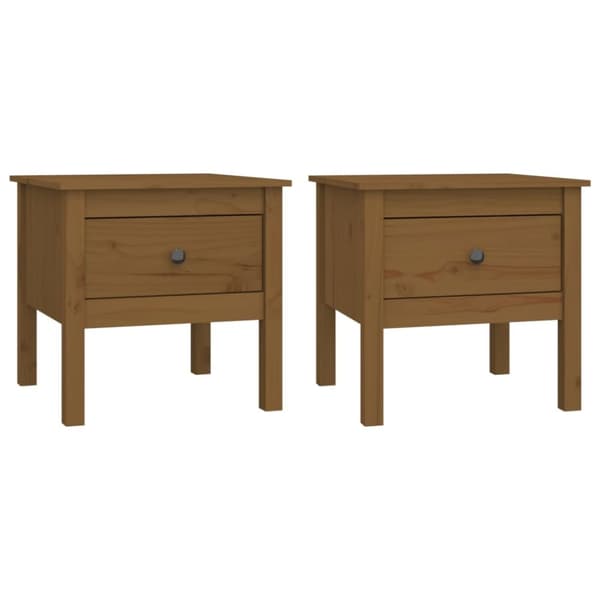 vidaXL Sivupöydät 2 kpl hunajanruskea 50x50x49 cm täysi mänty - Apupöydät