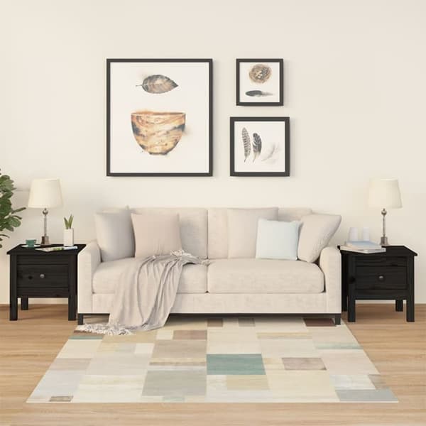 vidaXL sideborde 2 stk. 40x40x39 cm massivt fyrretræ sort -  Sideborde