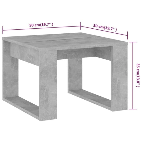 vidaXL Sidobord betonggrå 50x50x35 cm spånskiva - Avlastningsbord