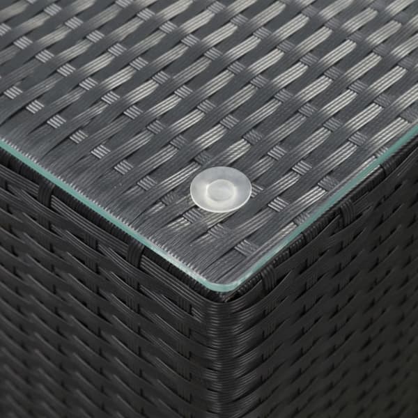 vidaXL sideborde med glastop 3 stk. polyrattan sort - Sideborde