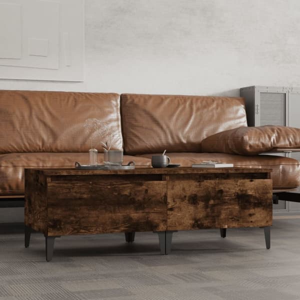 vidaXL sideborde 2 stk. 50x46x35 cm konstrueret træ røget egetræsfarve -  Sideborde