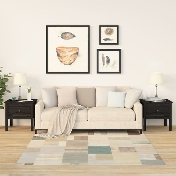 vidaXL Sivupöydät 2 kpl musta 50x50x49 cm täysi mänty -  Apupöydät