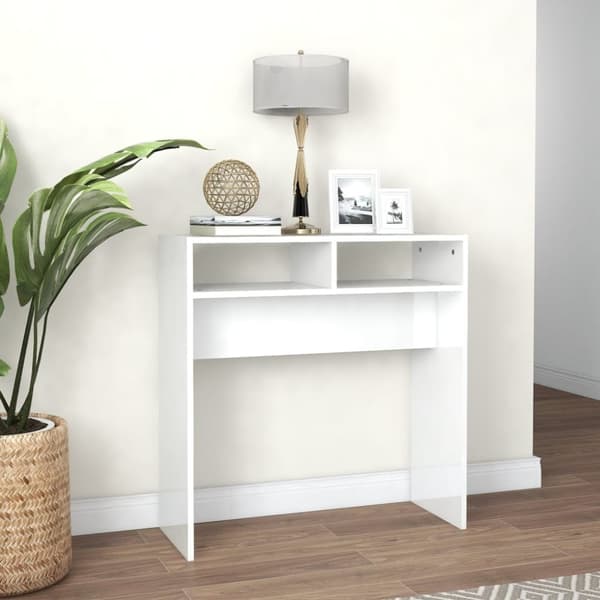 vidaXL Konsolipöytä korkeakiilto valkoinen 78x30x80 cm lastulevy -  Apupöydät