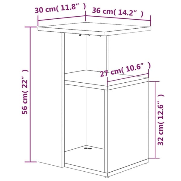 vidaXL Soffbord brun ek 36x30x56 cm konstruerat trä - Avlastningsbord